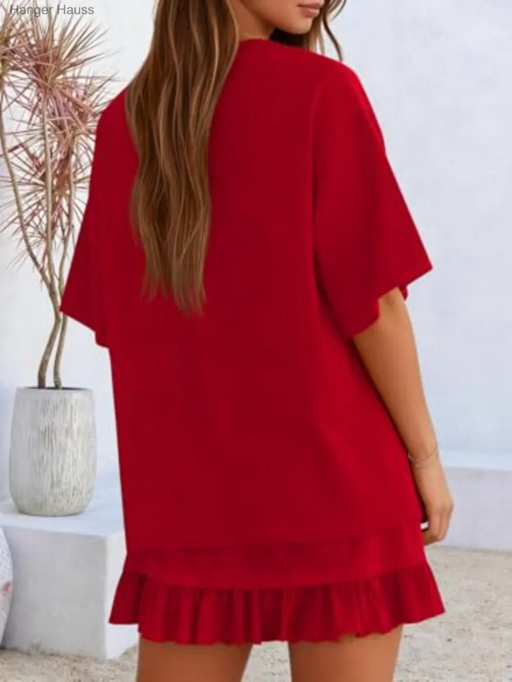 2 Piece Skirt Set Women Summer Vacation Lounge Set Crewneck Top Mini Skirt